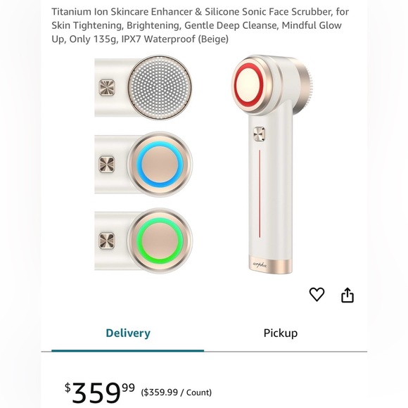 Titanium Ion Skincare Enhancer & Silicone Sonic Face Scrubber (1 Beige, 1 Black) - Picture 1 of 13